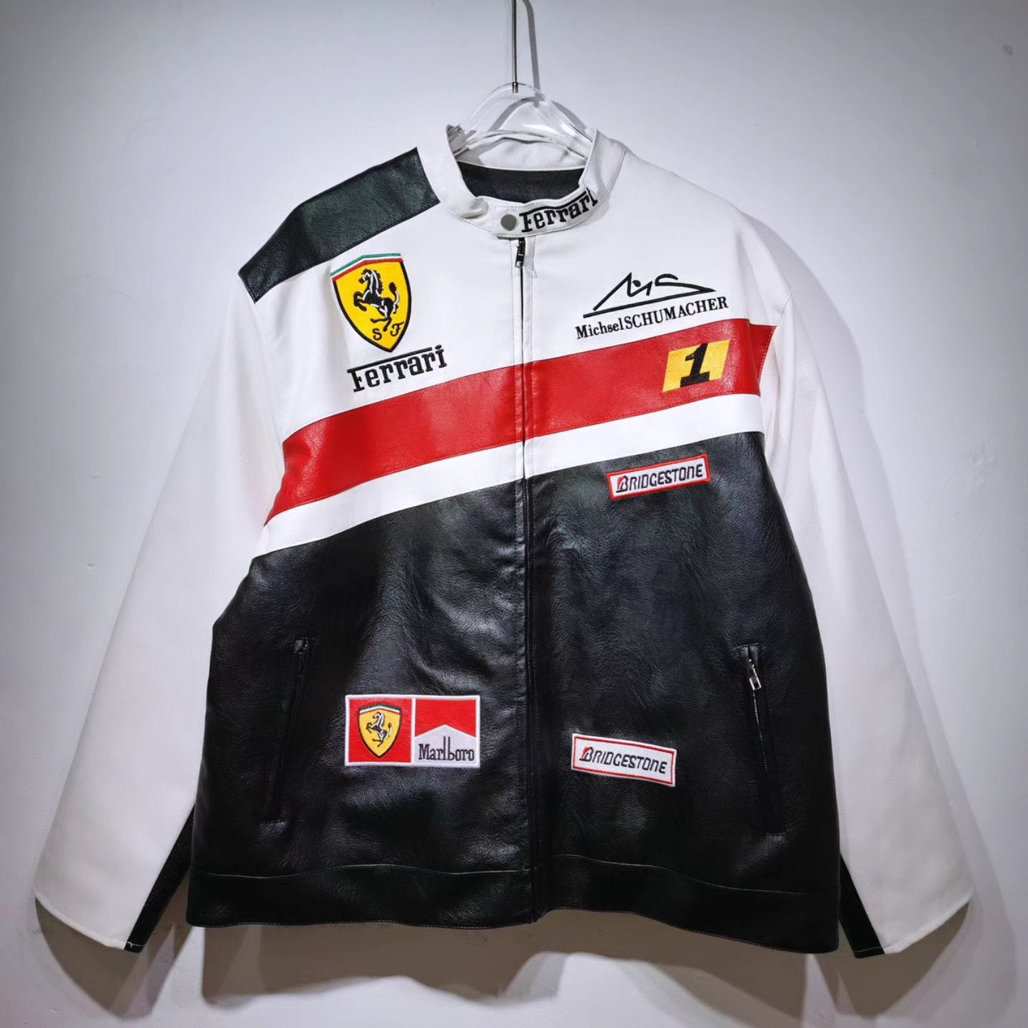 Ferrari Withe Jacket FERRARI LEATHER JACKET WHITE - Jersey Asylum – Authentic Sports Jerseys ...