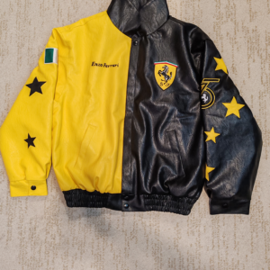 FERRARI LEATHER JACKET BLACK/ YELLOW