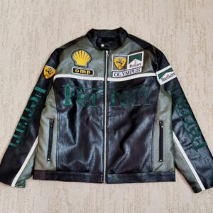 FERRARI LEATHER JACKET BLACK/ GREEN