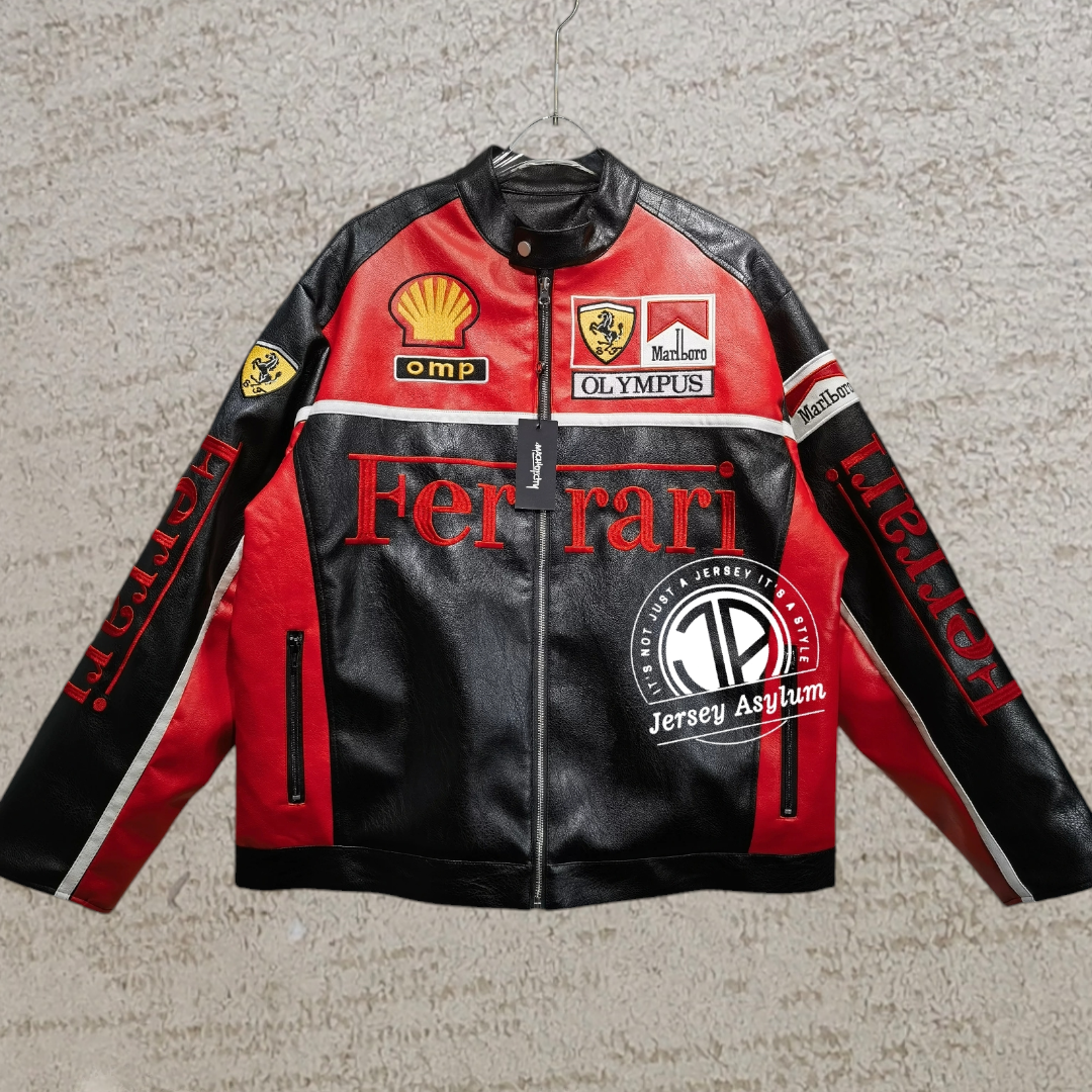 FERRARI LEATHER JAKCET BLACK/RED