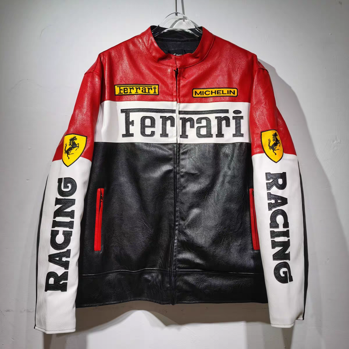 FERRARI 3 COLOR LEATHER JACKET